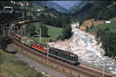 SBB Re6/6 11654 (09.08.1997, Wassen, mit Re4/4 11165)